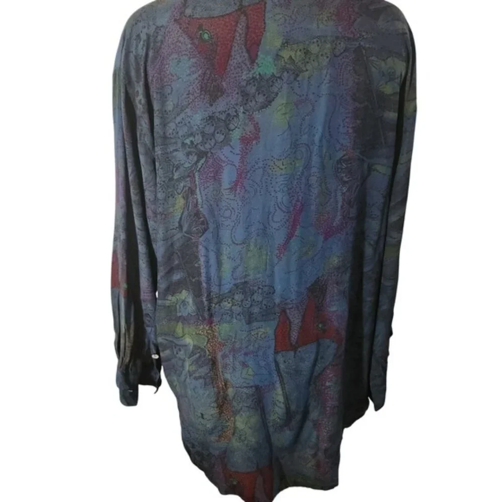 Waterland S Mens Unisex Skull Pirate‎ Print Vintage Shirt Long Sleeve Top Rayon
